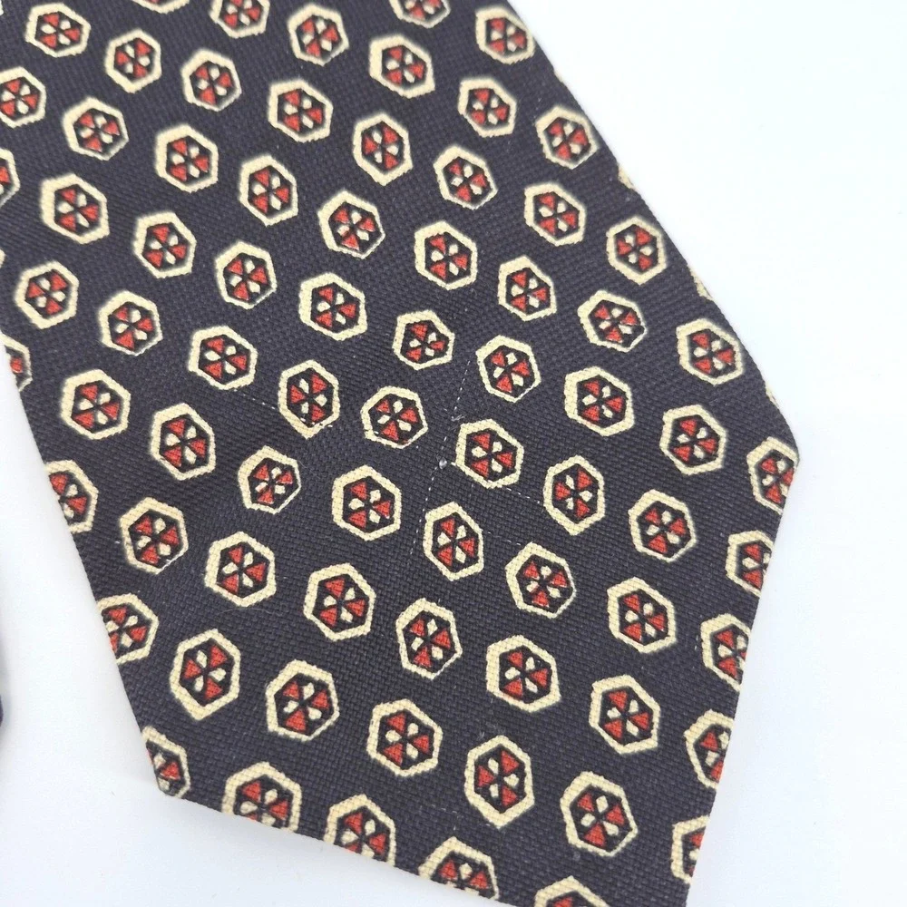 Polo Ralph Lauren Mens Silk Geometric Medallion Tie Navy Red Cream Preppy